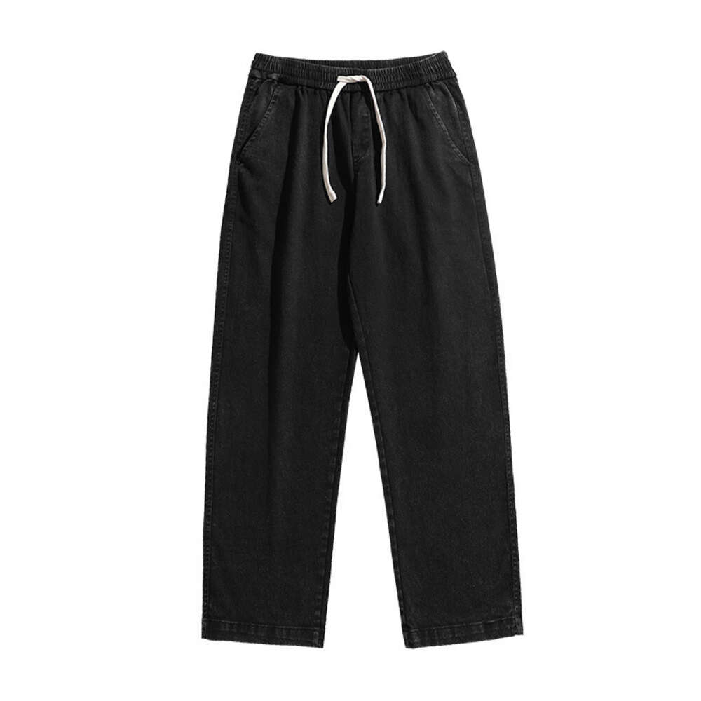 Jeans for Boys American Style Spring 2024 New Loose and Trendy Brand Cotton Pants Mens Elastic Waist Straight Leg Casual Pants Gold Velvet Pants