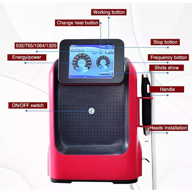 Professional Q-Switch ND YAG Laser Pico Acne Treatment Tattoo Pigment Removal Picosecond Skin Whitening Birthmark Removing Machine