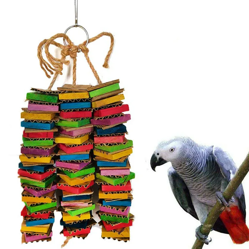 2025 new for Large Birds Cardboard Big African Grey Parrot Toys Natural Wooden Bird Cage Chewing Toy with ZM918