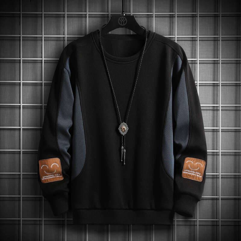 Round Neck Sweater Men's Autumn/winter 2024 Casual Long Sleeved T-shirt New Korean Trend Plush Versatile Loose Top Designer Hoodie Mens Fashion S