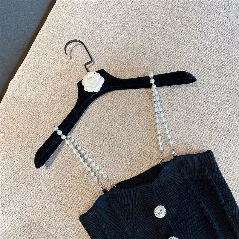 Women's corset top Summer Rhinestone buckle short knitted spaghetti strap knitted vest Camis crop top for women 240726