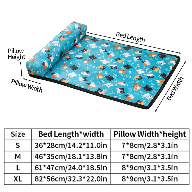 Dog Bed Mat Cooling Summer Pad Mat Pet Dog Sleeping Bed with Pillow Dogs Cats Ice Silk Blanket Cooling Pet Bed Pet Accessories