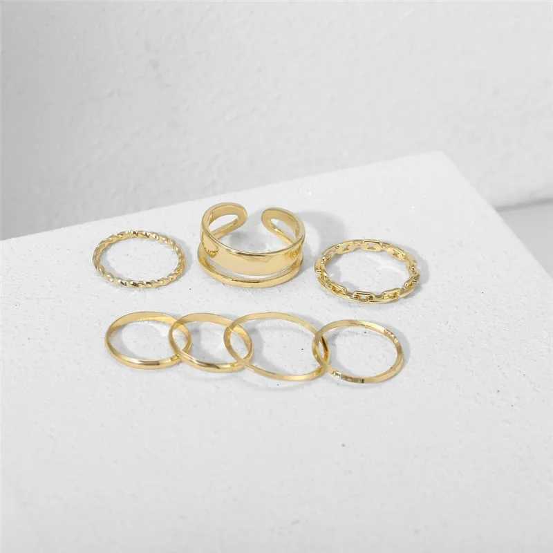 Golden metal ring set womens hollow circular open finger ring womens party wedding jewelry gift hot selling W24080258