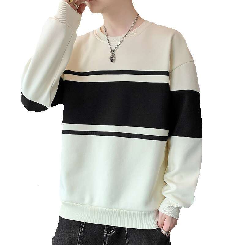 Trendy Round Neck Hoodie for Men, 2024 Autumn New Style, Loose Fitting Pullover, Casual and Versatile, Handsome Long Sleeved T-shirt Top Mens Hoodie