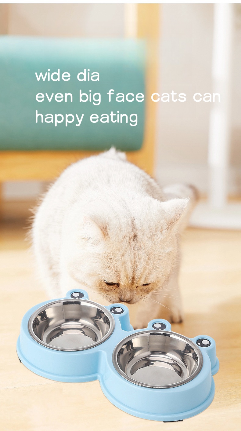 Hot Sell Plastic Frog Design stainless steel bowl pet Feeder stainless steel pet water bowl Double pet bowl stand