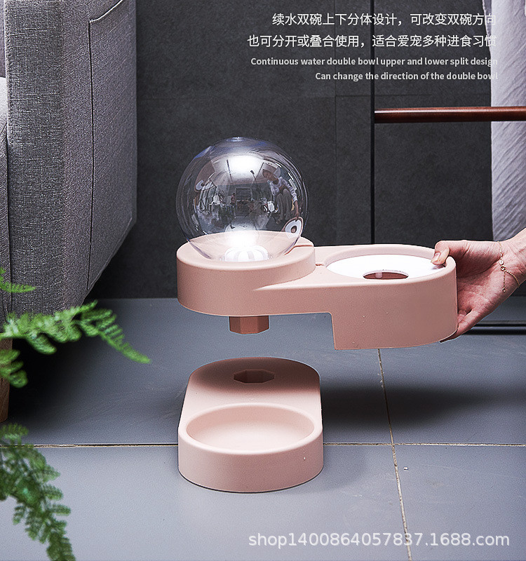 free shipping 2 In 1 1.8L Automatic Fountain Self-Dispensing ity Dog Cat Water Food Dispenser Bowl Pet Feeder and Waterer