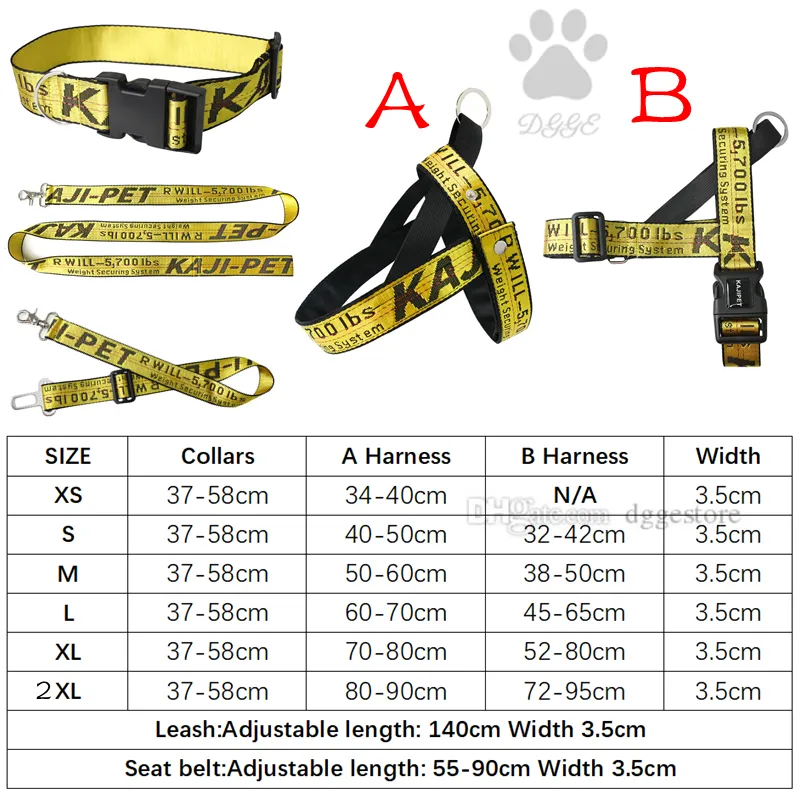 No Pull Dog Harness and Leashes Set Grande Durable Gold Chain Nylon Pets Dog Collar Leash Long Rope Lettered Collars for Small Medium Large Dogs B113