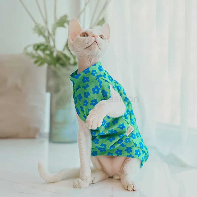 Fresh Floral Printing Sphynx Hairless Cat Clothes for Cat Devon Rex Conis Cat Costume Kitten Outfits Sphynx Dress Pet SupplierB270726