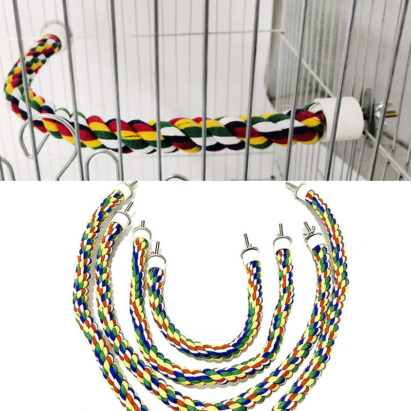 Parrot Bird Standing Toys Cotton Rope Colorful Toy Chew Perches For Bird Cage Cotton Rope Bird Accessories