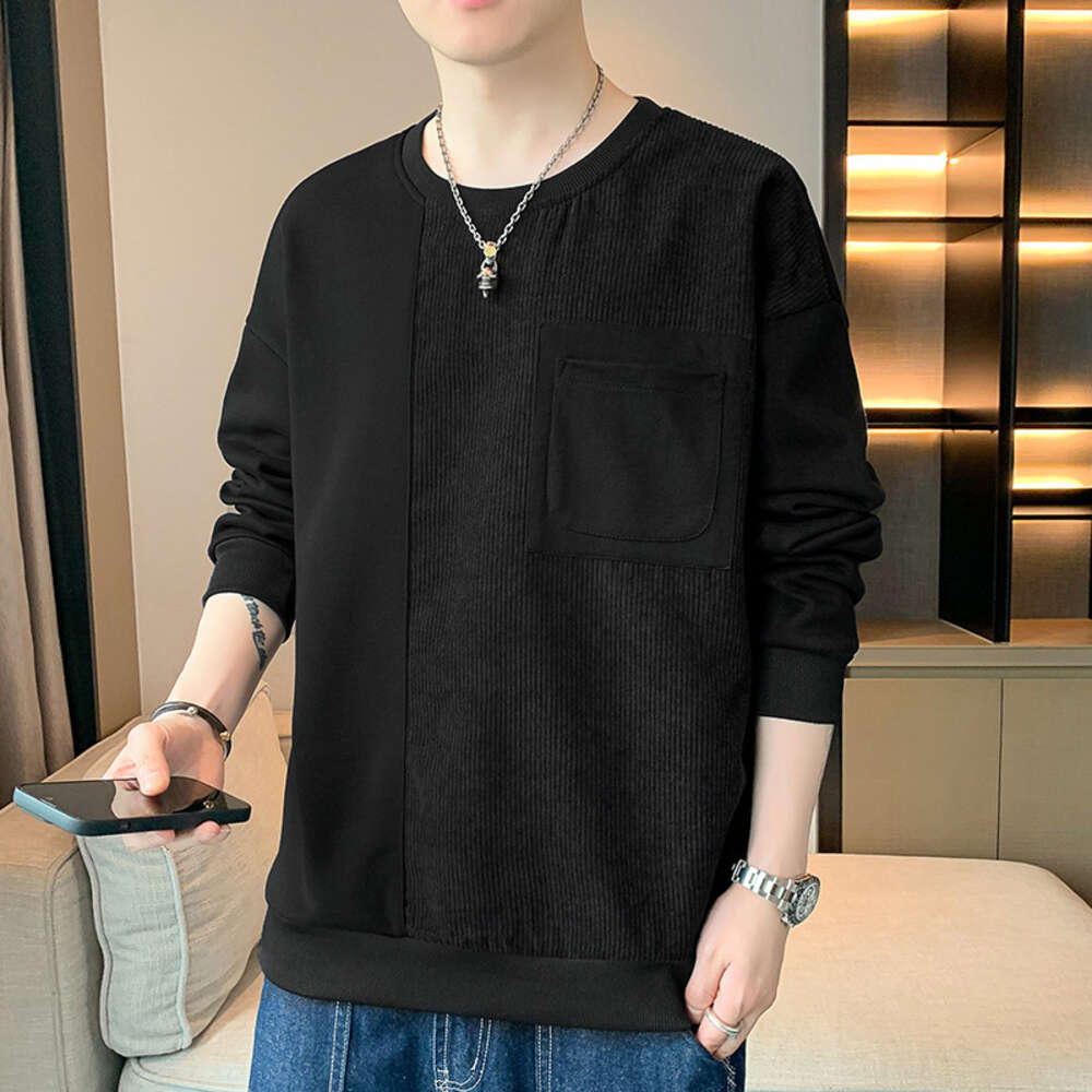 Round Neck Sweatshirt Men's Long Sleeved Autumn 2024 New Trend Casual Base Shirt Loose T-shirt Top Men Mens Hoodie Designer Polo Hoodie Jacket Se