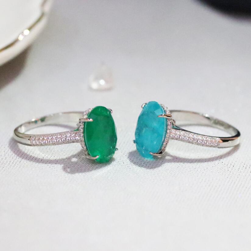 Paraiba Wedding Sterg Sier Dove Egg Moissanite Dia Engagement Ring