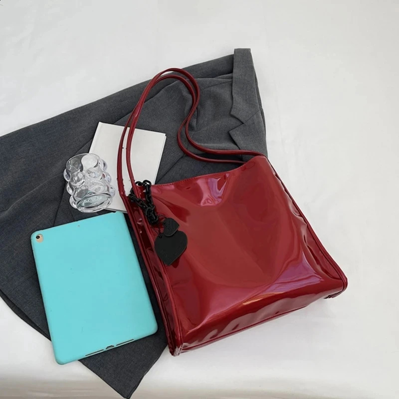 Purse Casual Travel Shopping Solid Color Patent Leather Women Fashion Shoulder Bag Ladies Simple Handbag 240725ZYl