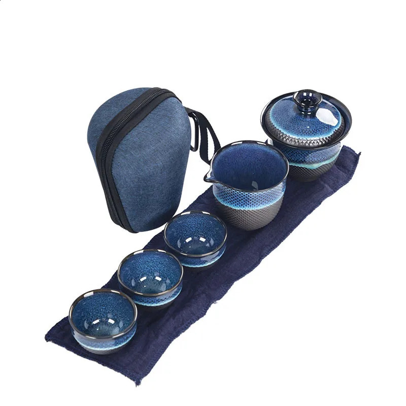 Chinese Kung Fu Travel Tea Set Ceramic Glaze Teapot Teacup Gaiwan Porcelain Teaset Kettles Teaware Sets Drinkware Tea Ceremony 240726