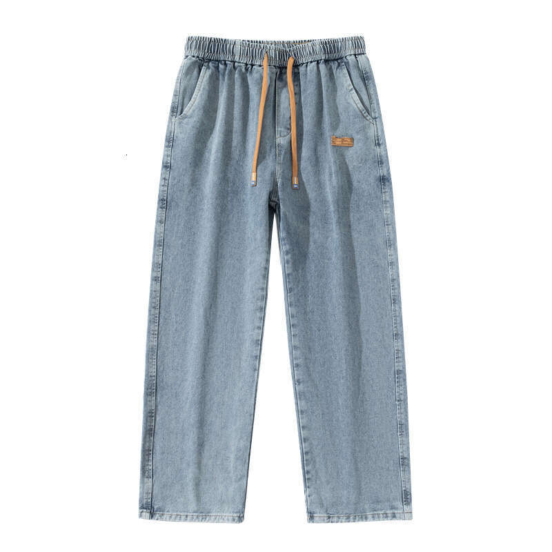 Jeans 2024 Autumn Fashion Brand Loose Straight Tube Clothing Casual High Street American Mens Pants College Style Harlan Sweatpants Half Pants for Men