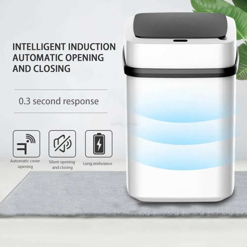 Kitchen Trash Bin 13L Bathroom Touch Trash Can In The Toilet Smart Garbage Bucket Waste Bins Dustbin Smart Trash Can Box HolderB240726