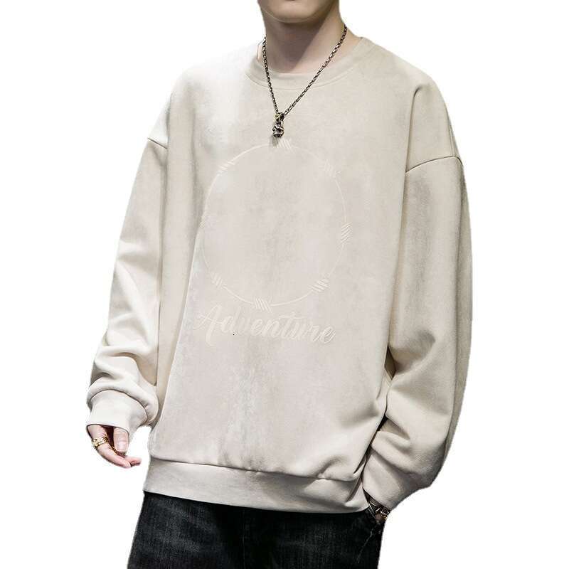 Hoodie Men's Trend 2024 Korean Version Suede Loose T-shirt Spring and Autumn Base Shirt Inner Top Trendy Clothes Clothing Designer Clothes Women 