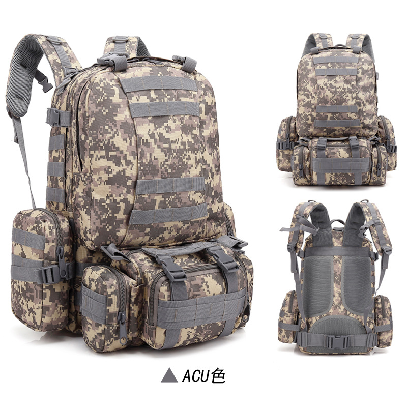 Oxford cloth multi-functional outdoor mountaineering combination backpack march camouflage travel large capacity tactical backpack for men