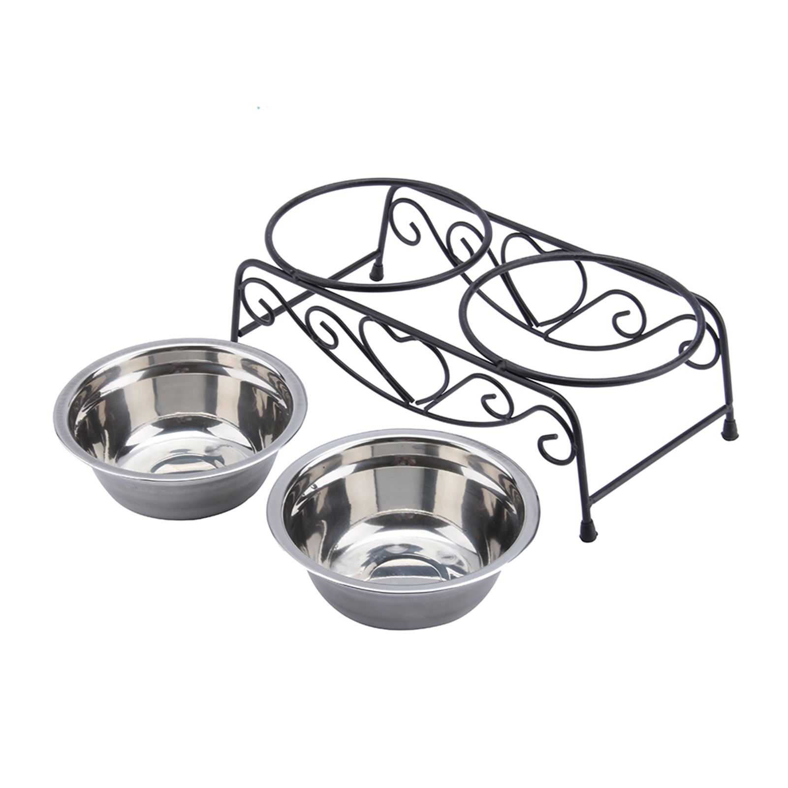 Cat Dog Feeding Supplies Double Pet Bowls Dog Food Water Feeder Stainless Steel Pet Drinking Dish Feeder with Shelf Stand