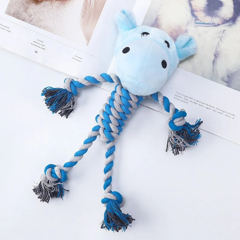 Pet Dog Squeaky Toy Soft Plush Chew Stuffed Animal Shape Bite Resistant Dog Cotton Rope Toys For Small Dog Pet Supplies