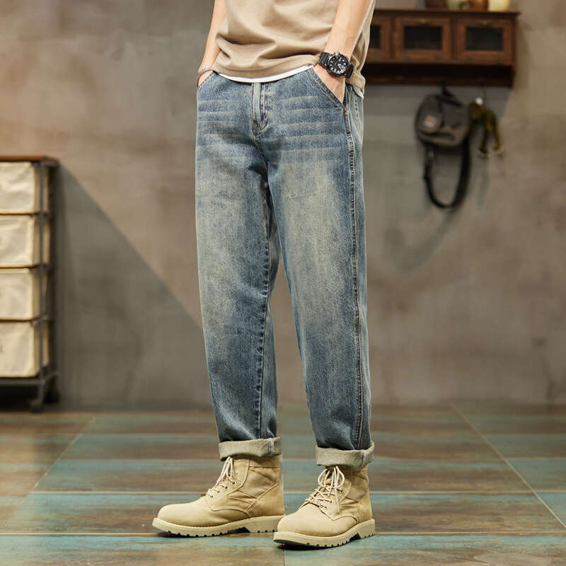 Jeans 2024 Spring and Autumn Straight Leg Loose Casual Korean Version Trend Versatile Oversized Pants Mens Fashion Brand College Style Pants Trousers 