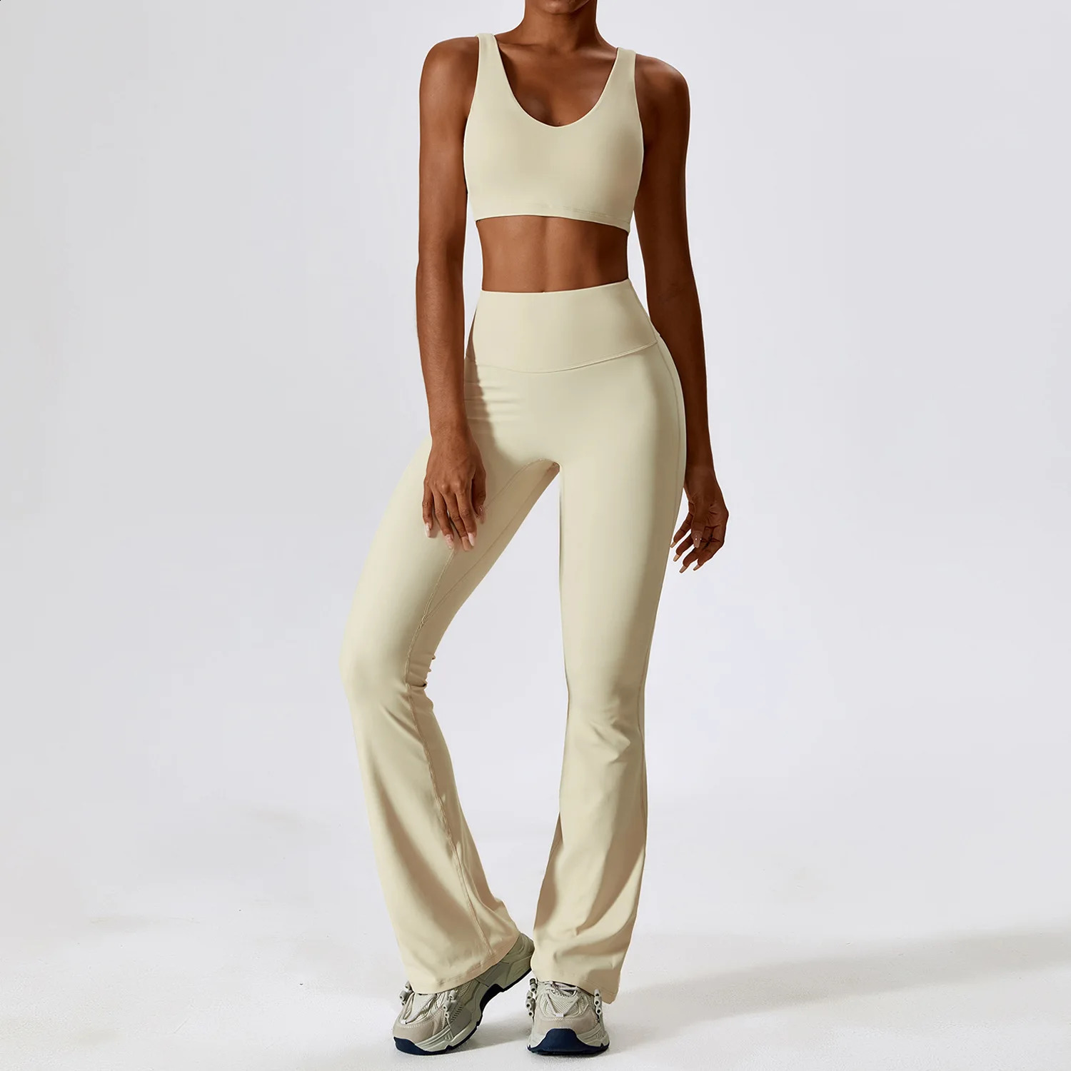 2 Pieces Women Tracksuit Yoga Set Workout Sportswear Gym Clothing Fitness Long Sleeve Crop Top High Waist Leggings Sports Suits 240716