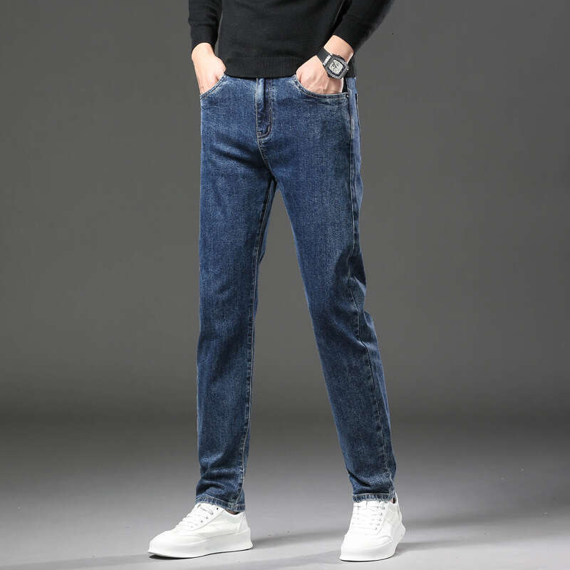 Mens Elastic 2024 Spring New Cotton Mens Pants Quality Versatile Casual Straight Leg Jeans Men Harlan Sweatpants Pants Trousers Cartoon Half Pants for