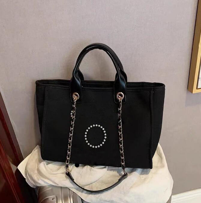 Designer Classic Evening Bags Luxury Handbag Fashion Pearl Brand Label Backpack Womens Beach Handbags Purse Women Canvas Hand Bag Ladies H009017