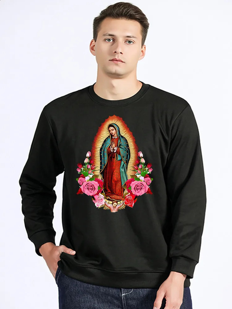 Our Lady Of Guadalupe Virgin Mary hoodie Men Saint of Mexico Pullover Sweatshirts Cotton Fashion Unisex Sweater 240717