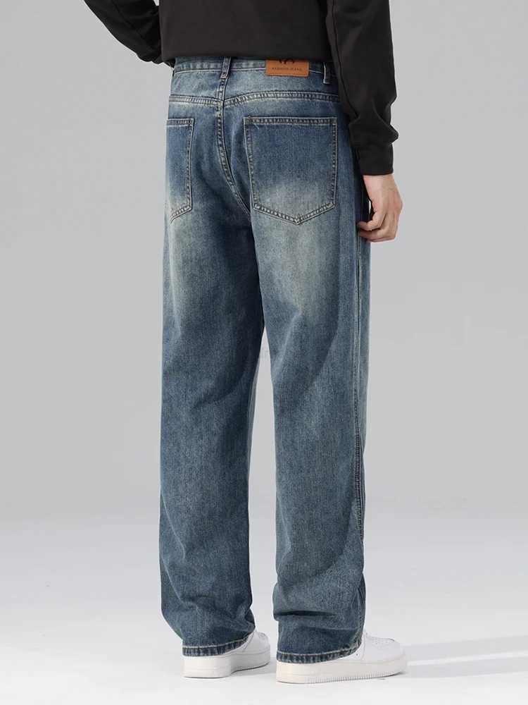 2025S Fashion Designer Autumn New Baggy Jeans Mens Straight Casual Vintage Streetwear Trousers Male Brand Fashion Elasticity Denim Pants