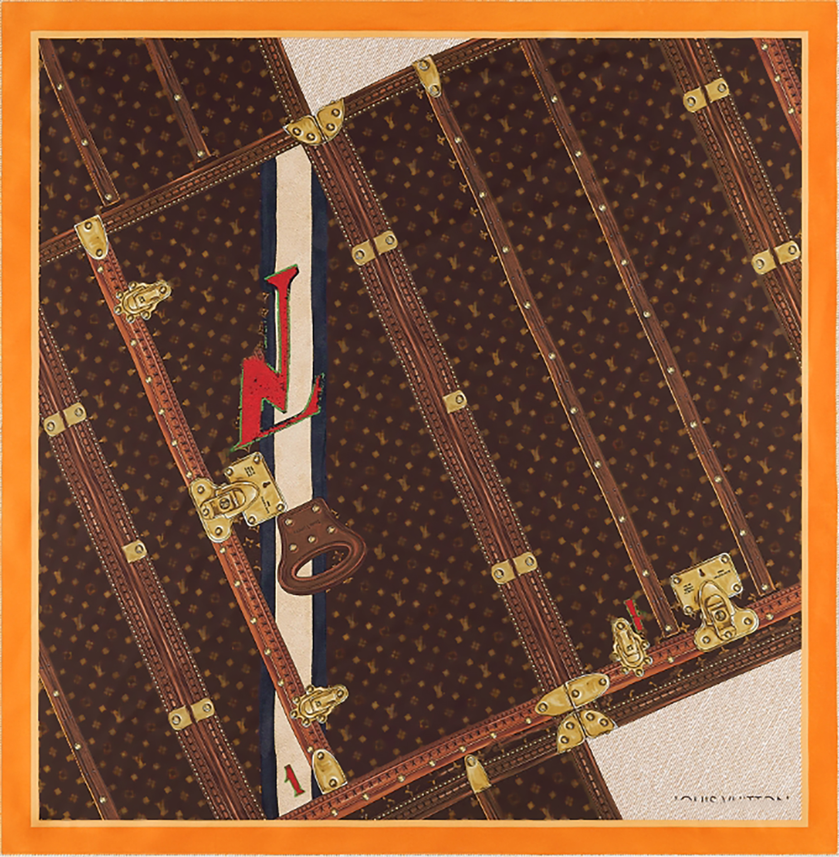 M94096 Print Floral Silk Scarf Women Fashion Long Handle Bag Scarves Plain Gradient Stripe Paris Shoulder Tote Luggage Ribbon Head Wrap Time Trunk Square