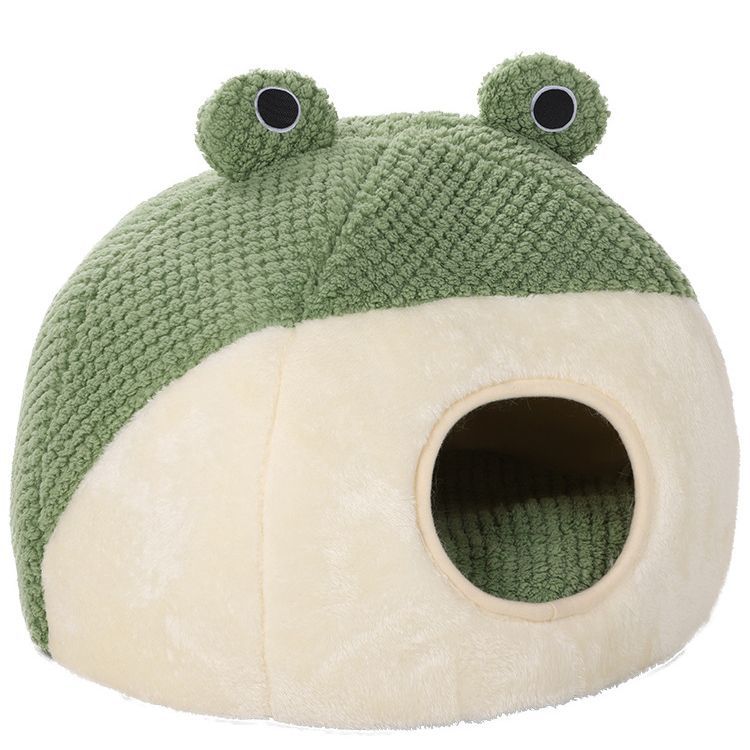 The new small frog series of semi-closed cat nest autumn and winter warm plush house dog house pet supplies pet bed