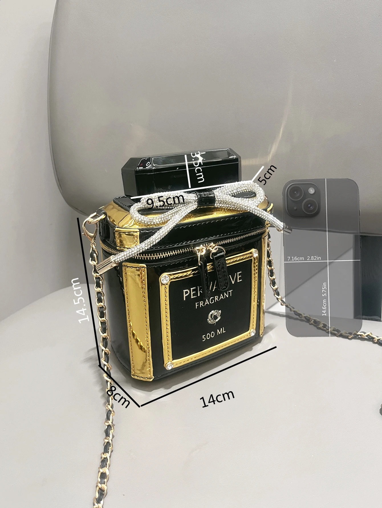 Purses and handbag Shiny rhies Shoulder bags Evening clutch Bag Perfume bottle shape bag 240726 7bd2