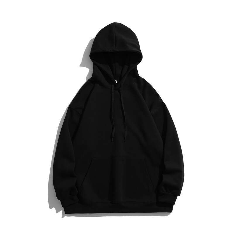 2024 pure cotton hooded sweatshirt in autumn and winter with added velvet trend, versatile clothes, loose casual jacket for men