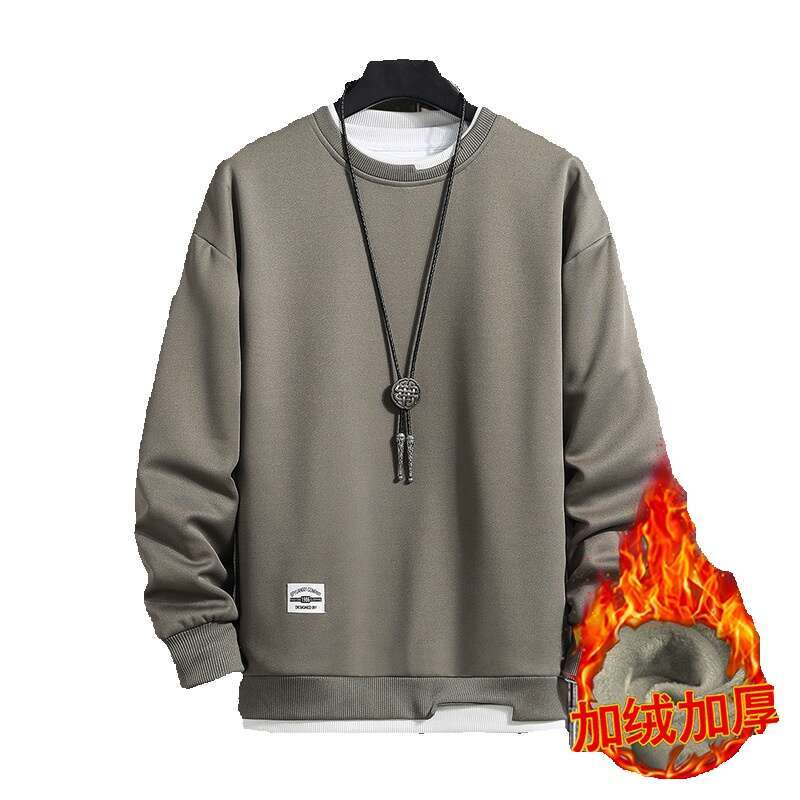 Sweatshirt 2024 Autumn Winter Plus Velvet Long Sleeved T-shirt and Teenagers Fake Two-piece Round Neck Casual Sweatshirt Top Men Hoody Designer Hoodie