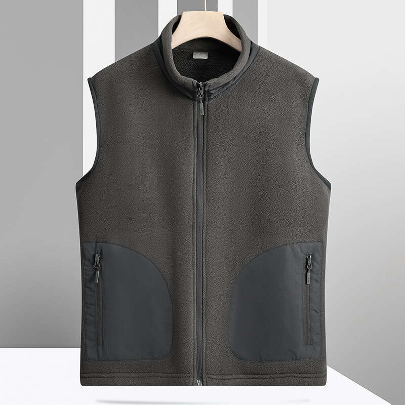 Polar Outdoor Fleece Vest Men, 2024 Autumn and Winter Windproof Standing Collar Top, Warm Cardigan, Camisole Jacket for Men Hoddies Designer Pink Hood
