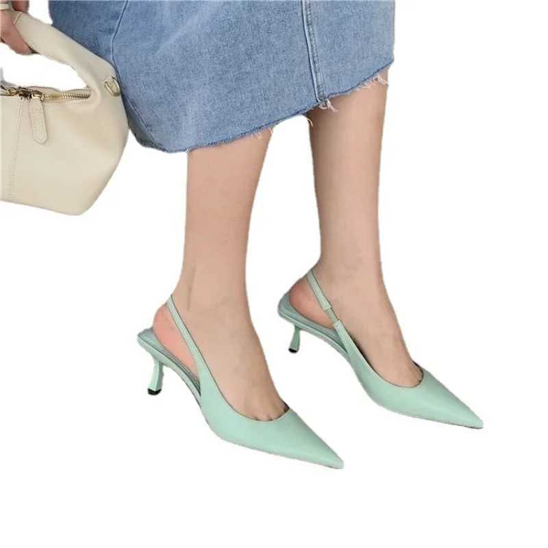 Pointed Toe Womens Sandals 2024 New Arrival Black and White Silver Summer Dress Thin High Heels Elastic Band Womens CL240905
