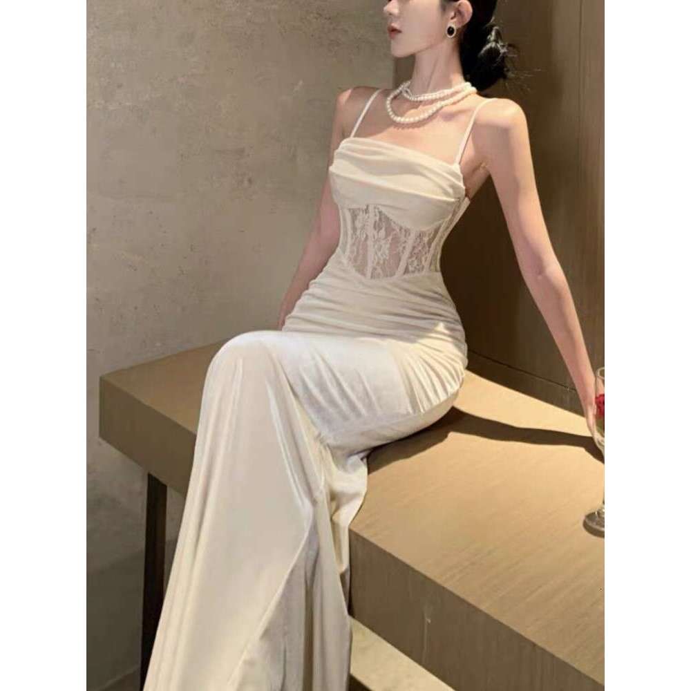 Sexy Bodycon Long for Women Evening Party Robe Special Ocn Dresses Veet Lace Patchwork Spaghetti Strap Slim Vestidos