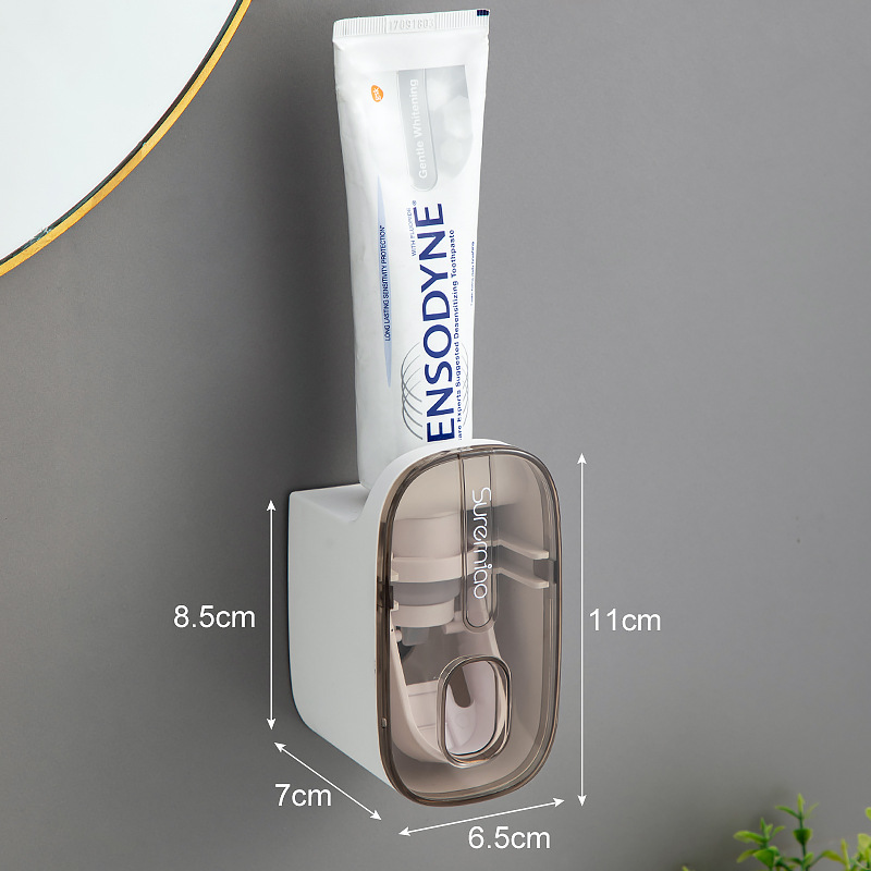 FOGOMOVE 1 PCS Automatic Toothpaste Dispenser Bathroom Accessories Wall Mount Lazy Toothpaste Squeezer Toothbrush Holder