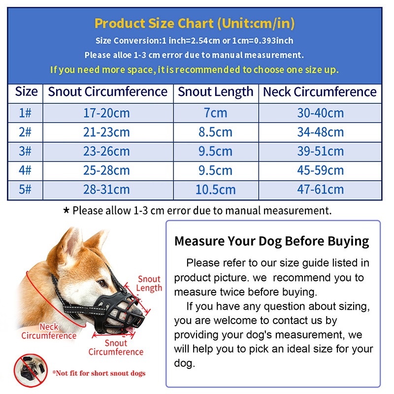 Breathable Dog Muzzles Anti Biting Chewing Pet Mouth Mask Small Medium Large Dogs Mouth Cover Training Leash Leader Dog Supplies
