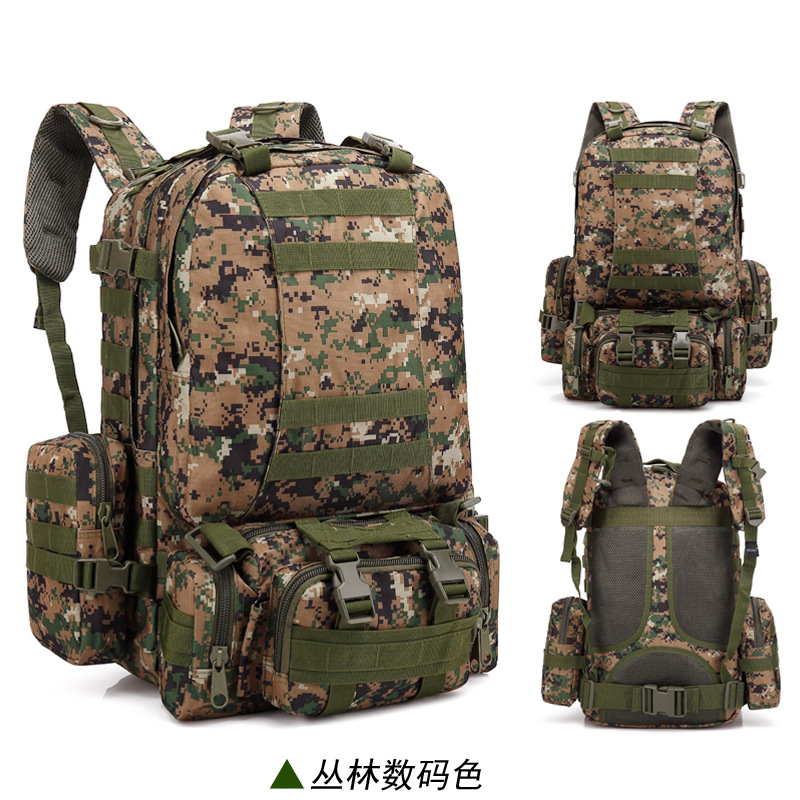 Oxford cloth multi-functional outdoor mountaineering combination backpack march camouflage travel large capacity tactical backpack for men