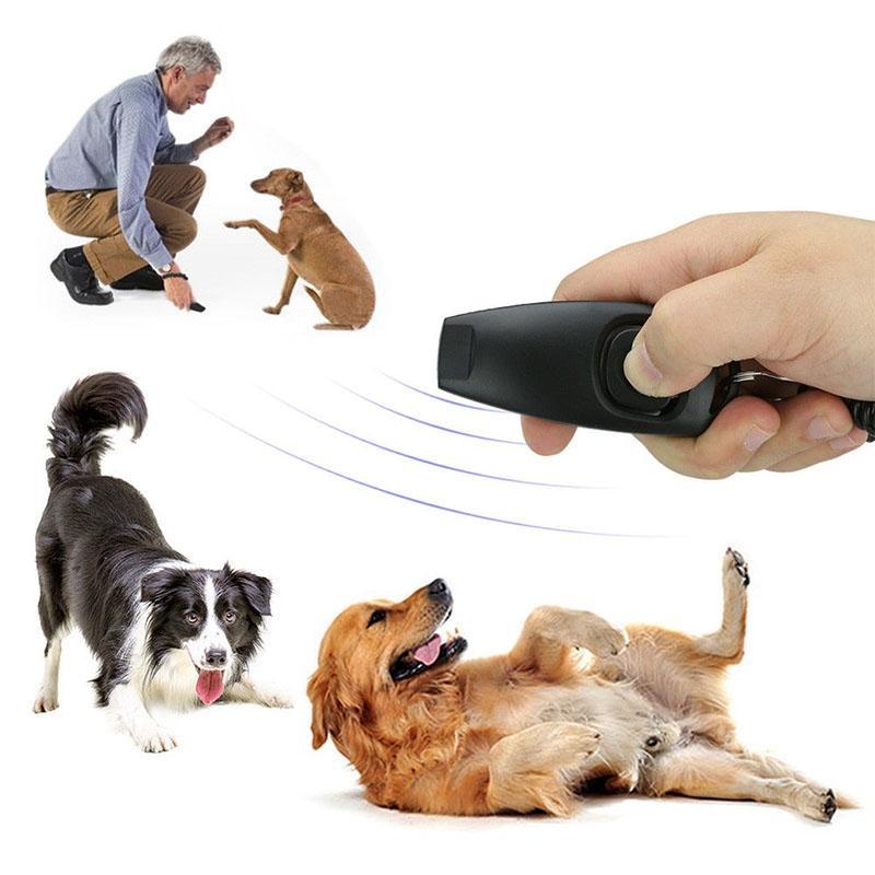 2 in 1 Dog Pet Puppy Cat Training Clicker Whistle Click Trainer Obedience Black