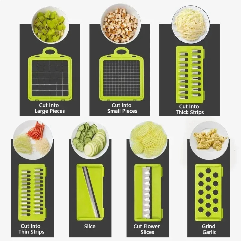 14/16 in 1 Multifunctional Vegetable Chopper Handle Food Grate Food Chopper Vegetable Slicer Dicer Cut Kitchen Items cocina 240726