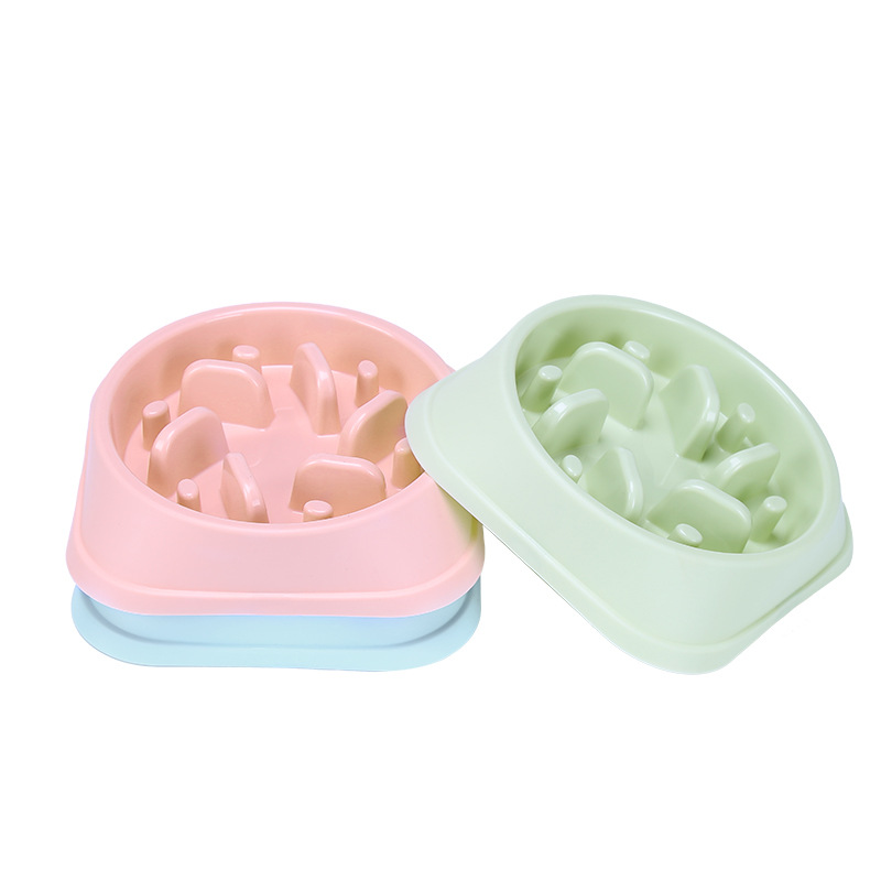 New Pet Dog Bowl Slow Feeder Plastic Anti Choking Puppy Cat Eating Dish Bowl Anti-Gulping Food Plate