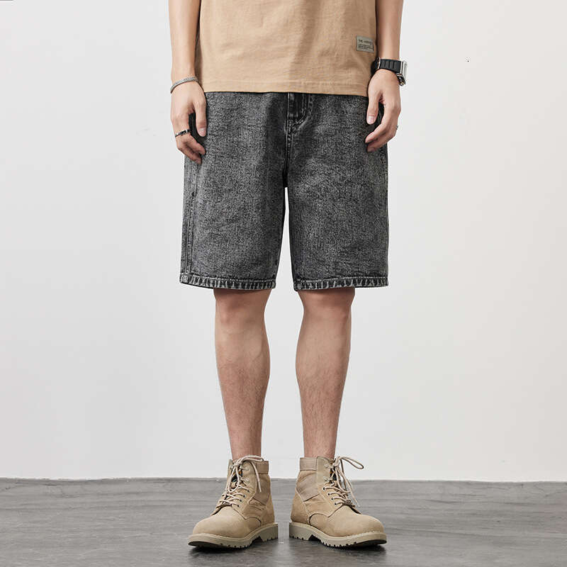 Cotton Denim Shorts Summer Thin Loose Trendy Brand 2024 New Casual Mens Five Quarter Pants Simplicity Breathable Nine Points Bound Feet Waterproof Tro