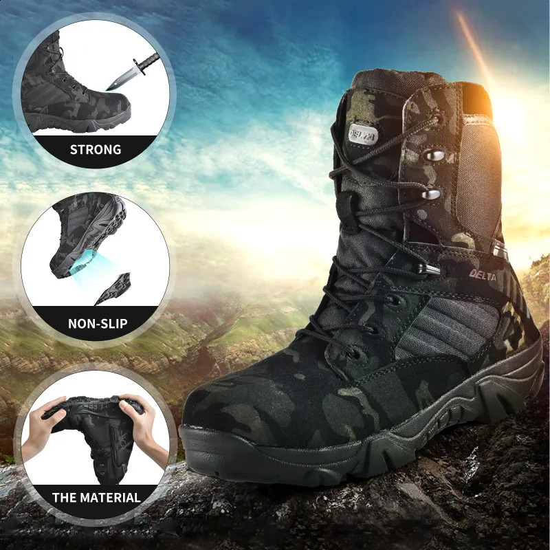 Camouflage Men Boots Work Safty Shoes Men Desert Tactical Boots Autumn Winter Special Force Ankle Boots Men 240926