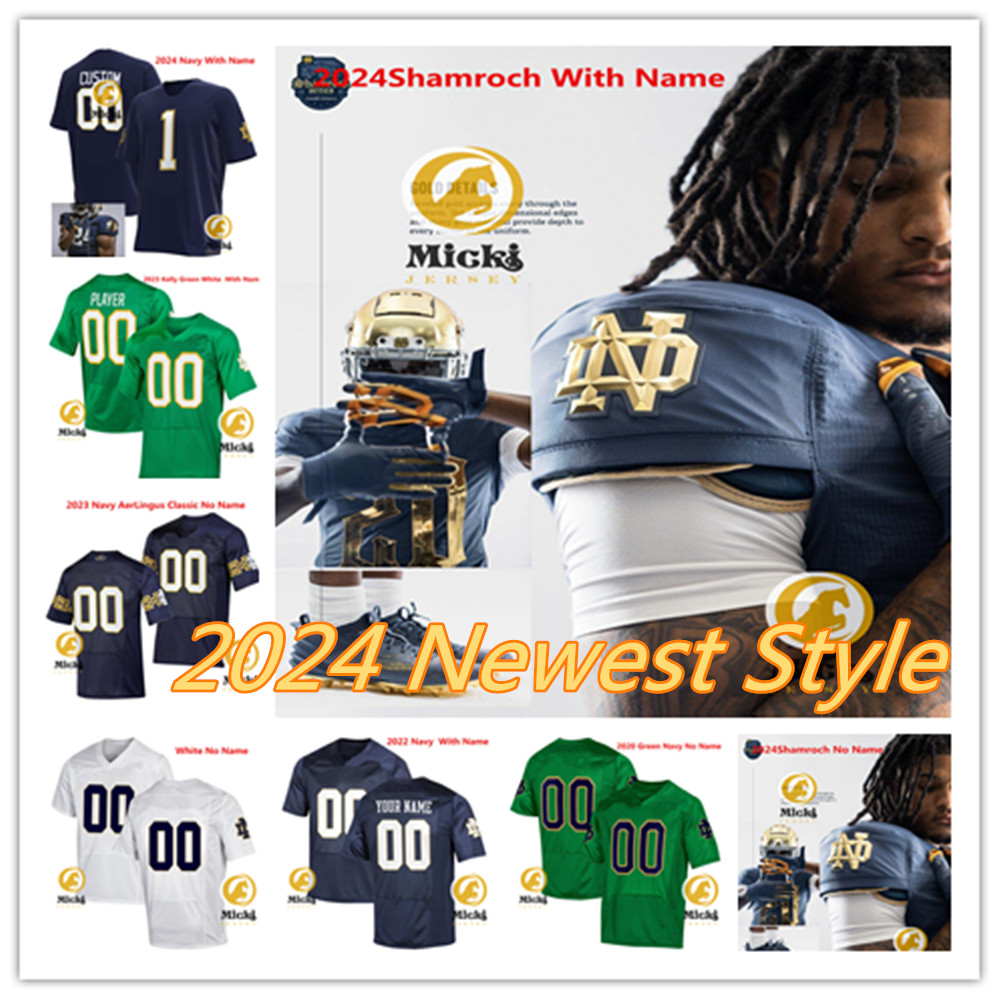 Kenny Minchey Loghan Thomas CJ Carr Notre Dame Football Jersey Jeremiyah Love 72 Sam Pendleton 70 Ashton Craig Charles Jagusah Notre Dame Fighting Irish Jerseys