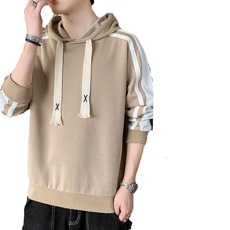 Men's Spring and Autumn 2024 New Casual Versatile Solid Color Youth Trend Long Sleeved T-shirt Hooded Men's Hoodie Outstanding Mens Fashion 
