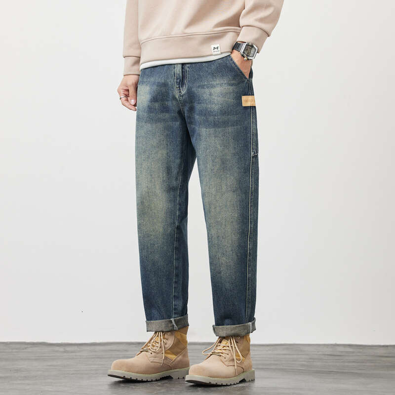 Jeans 2024 Spring/summer New Collection Trendy Mens High Street Loose Straight Leg Harem Casual Versatile Pants Pants Trousers Cartoon Jeans for Pregn