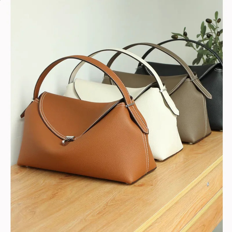 Temperament large-capacity bucket high-grade solid color soft fashion one shoulder leather tuote bag woman 240726