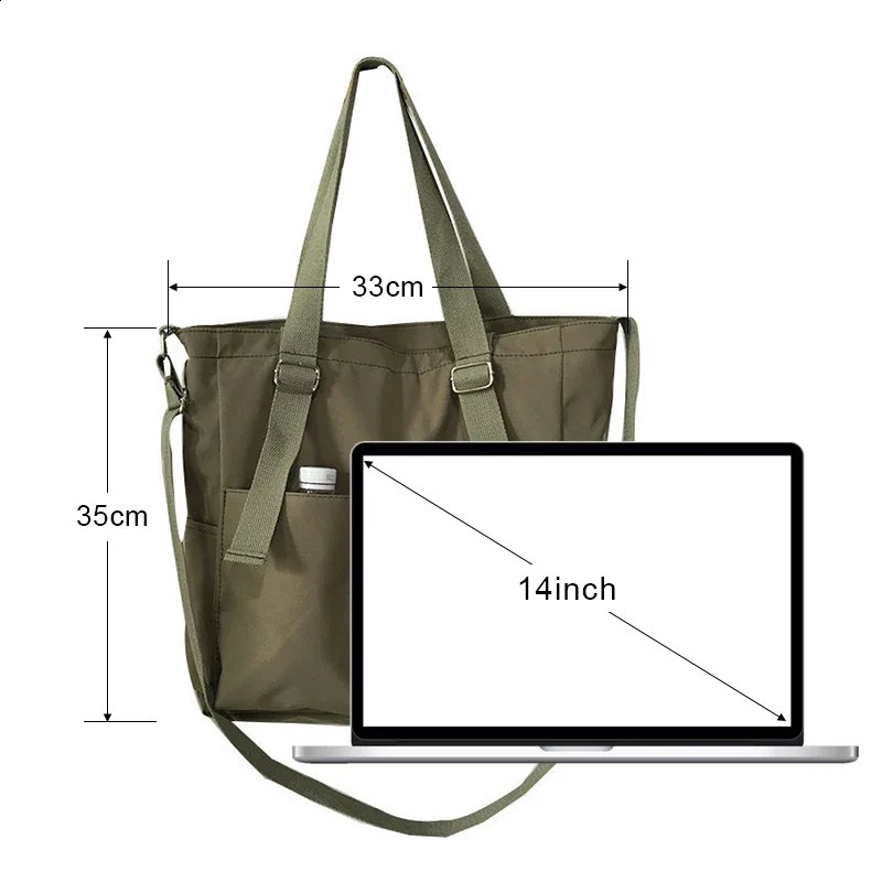 Waterproof Bag Large Capacity Canvas Female Messenger Korean Student Harajuku Japanese Oneshoulder Tote 240725